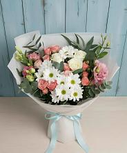 Букет цветов из:  Розы, Лизиантусы и Хризантемы в Гофицком