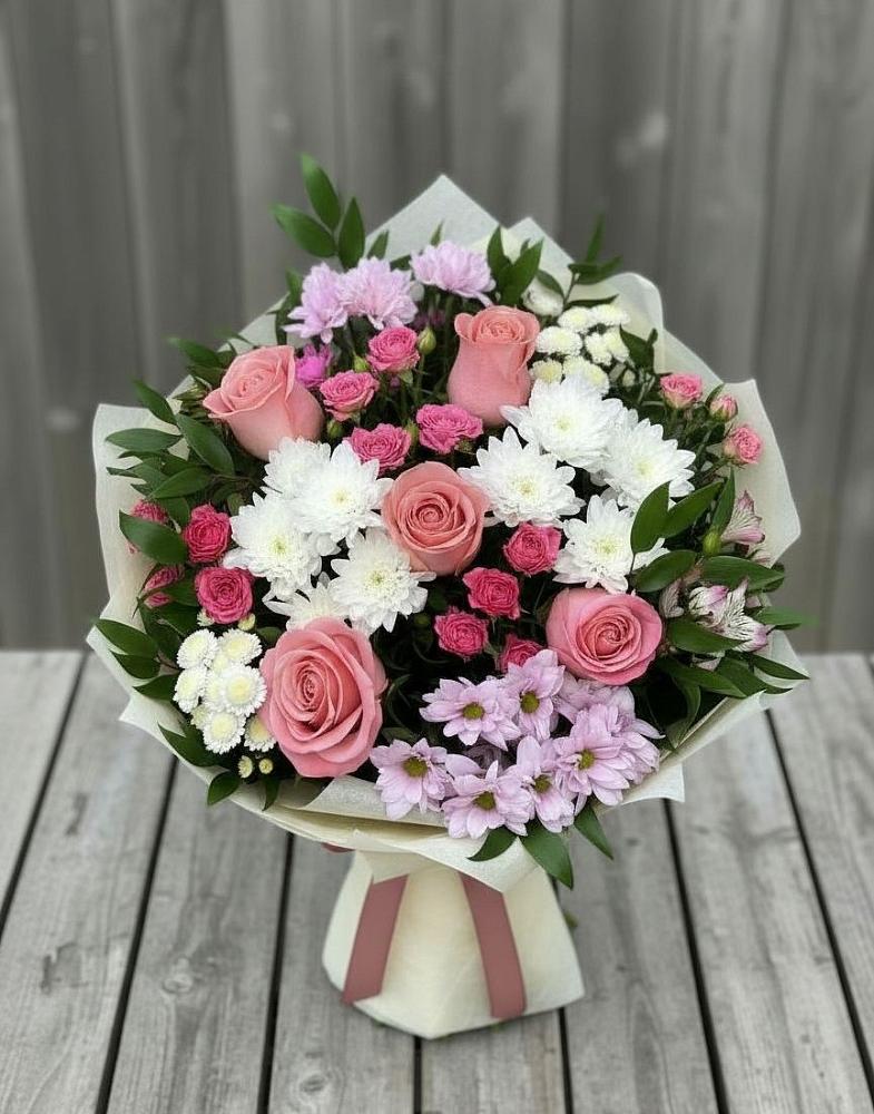 Букет цветов из: Альстромерии, Гвоздики, Розы и Хризантемы в Гофицком