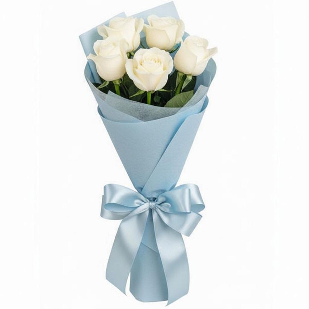Букет 5 Белых роз Проуд в Гофицком