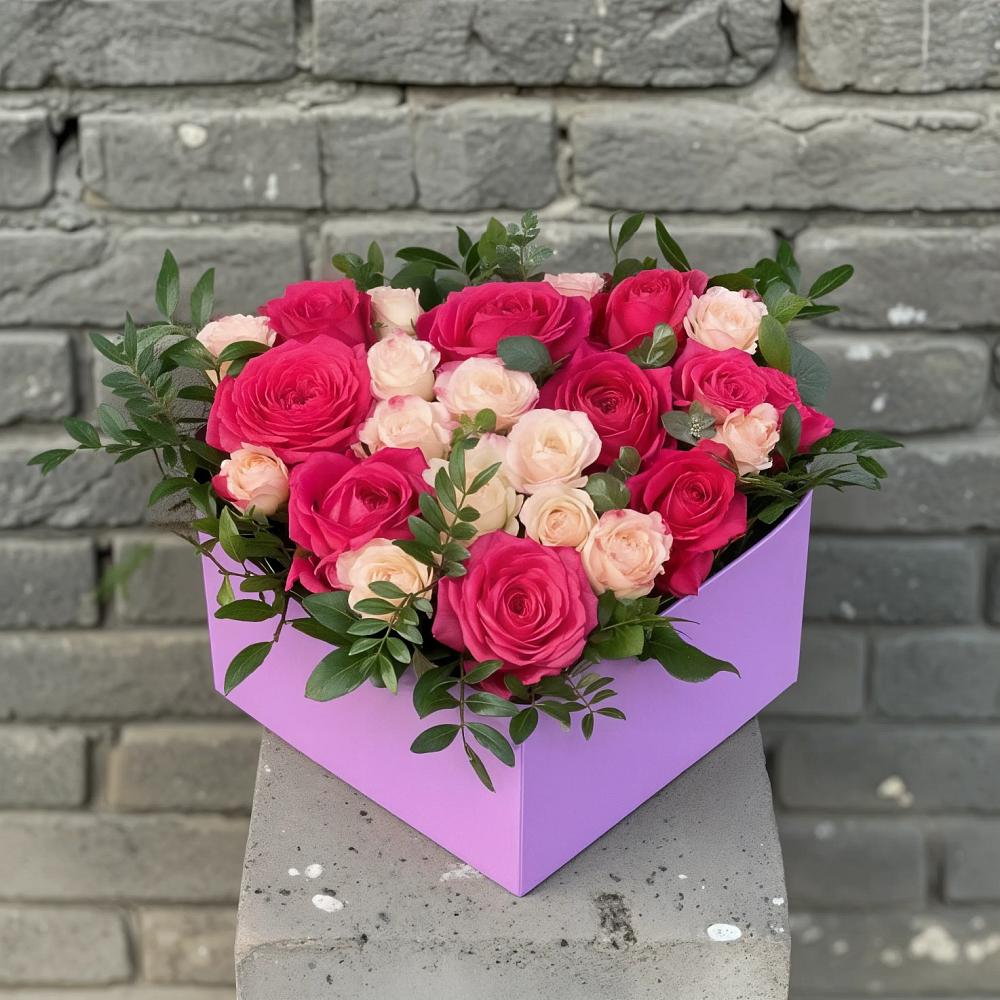 Цветочная композиция из Розы в коробке в Гофицком