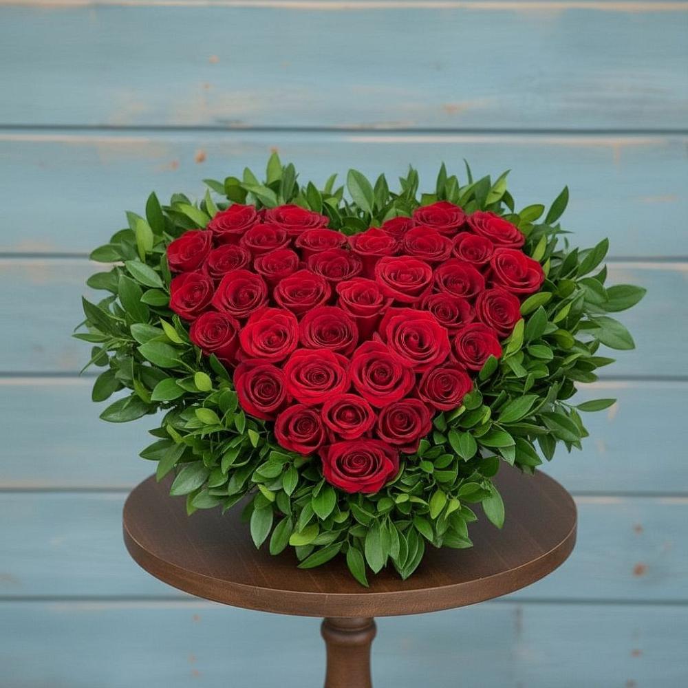 Цветочная композиция из Розы в виде сердца в Гофицком