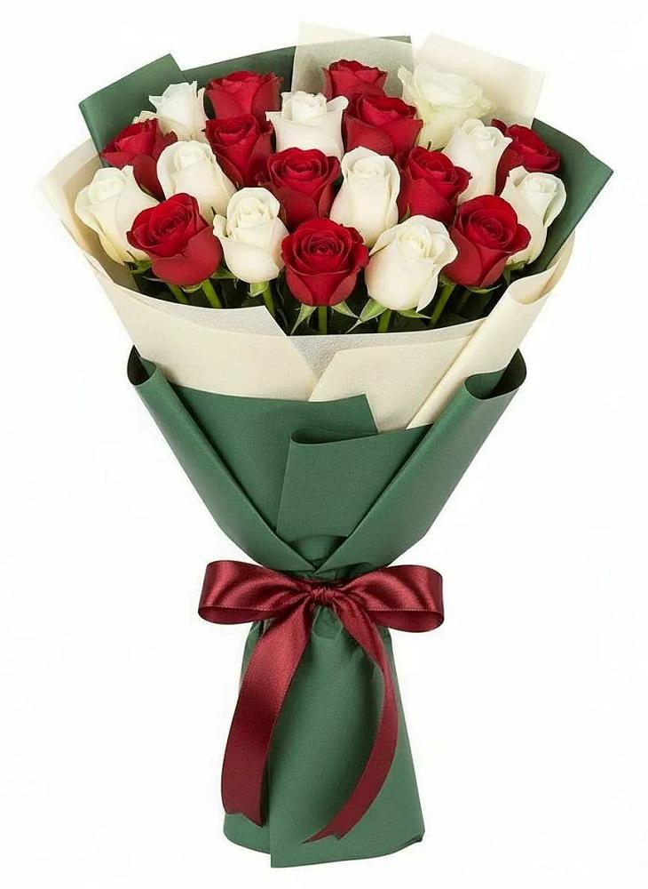 Букет Микс из красных и белых роз в Гофицком