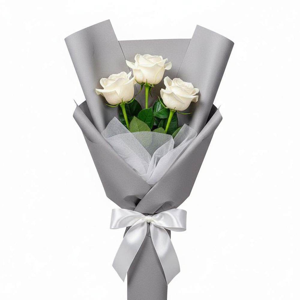 Букет 3 белые розы в Гофицком