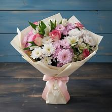 Букет цветов из:  Хризантемы, Альстромерии и Розы в Гофицком
