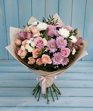 Букет цветов из:  Хризантемы, Розы и Альстромерии в Гофицком