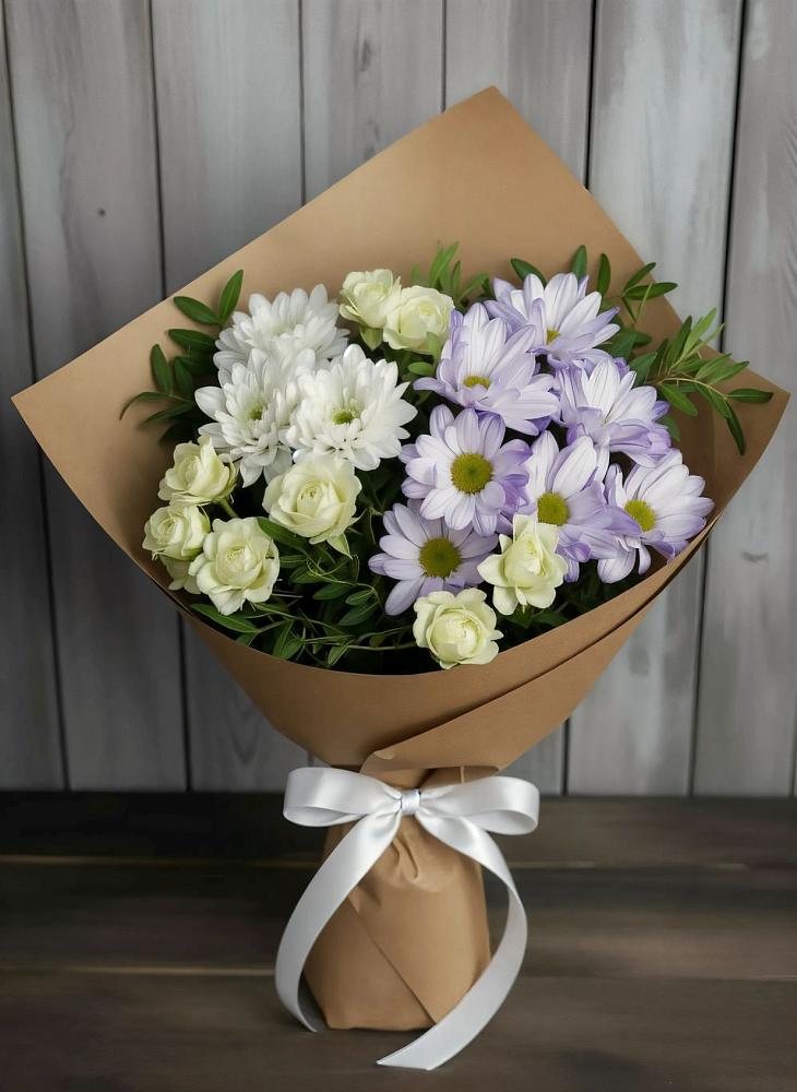 Букет цветов из: Хризантемы и Розы в Гофицком